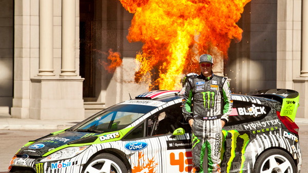 Ken Block is working on Gymkhana FOUR. Now with added fire.