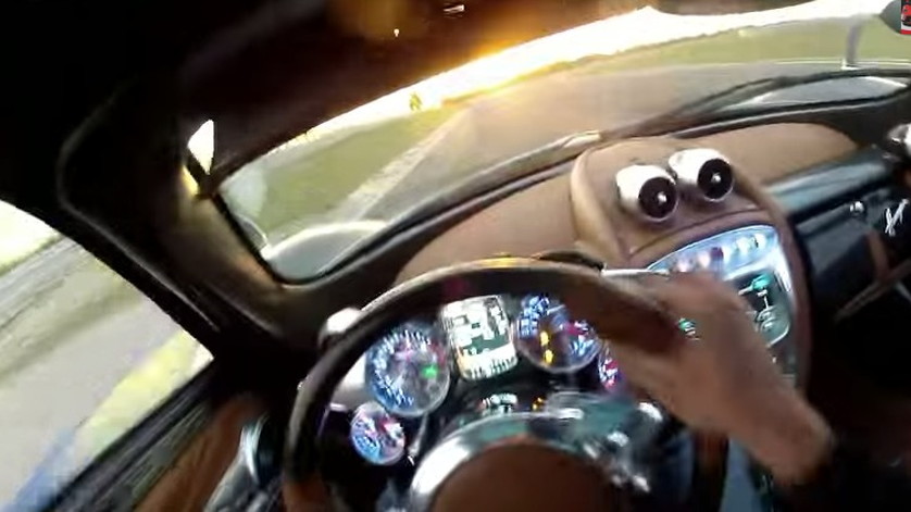 Pagani chief test driver Davide Testi lashes the Pagani Huayra in first-person view