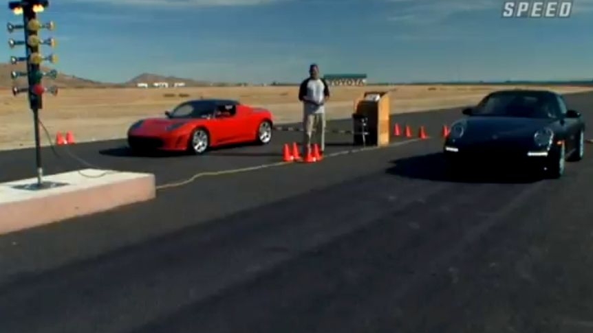 Stuntbusters electric vs. gasoline drag race