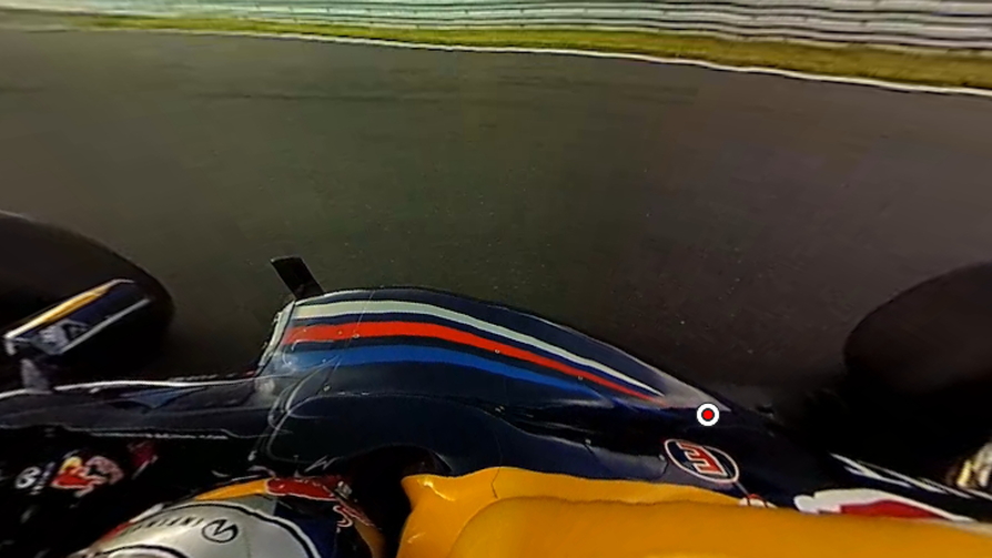 ViewCam 360 still of a Red Bull F1 car at speed