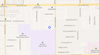 Map for Miracle Terrace Senior Complex - Anaheim, CA