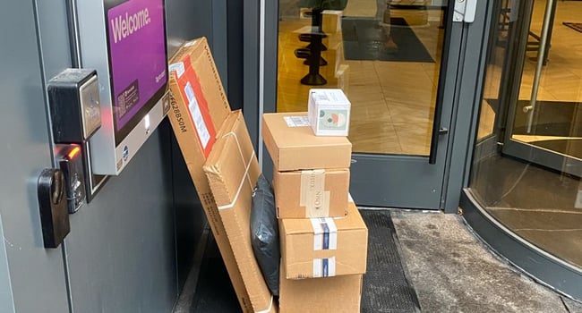Packages Outside Because There Is No Front Desk Person