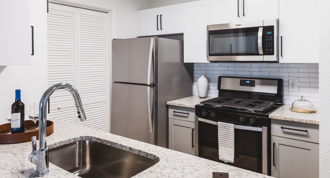 Sleek stainless steel appliances with updated features