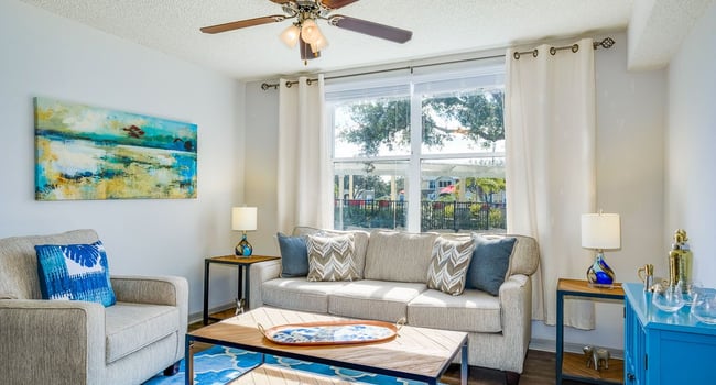 Madalyn Landing Apartments | Palm Bay, FL | Living Area with Plank Wood Flooring